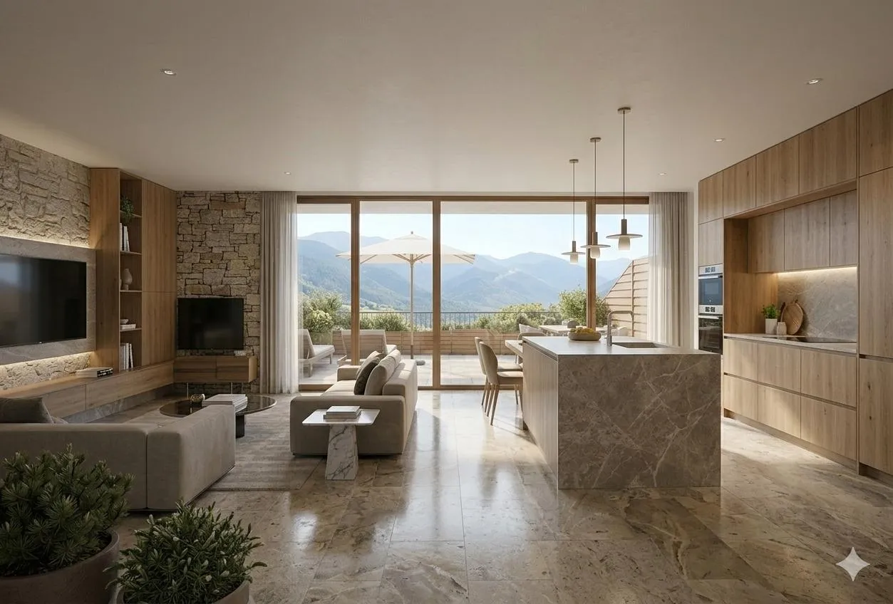 El salón-comedor de un piso tipo, según proyecto